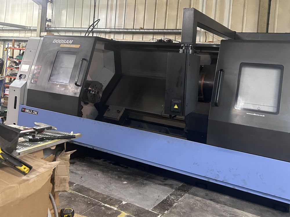 Doosan Puma 400L CNC lathe installed in a workshop